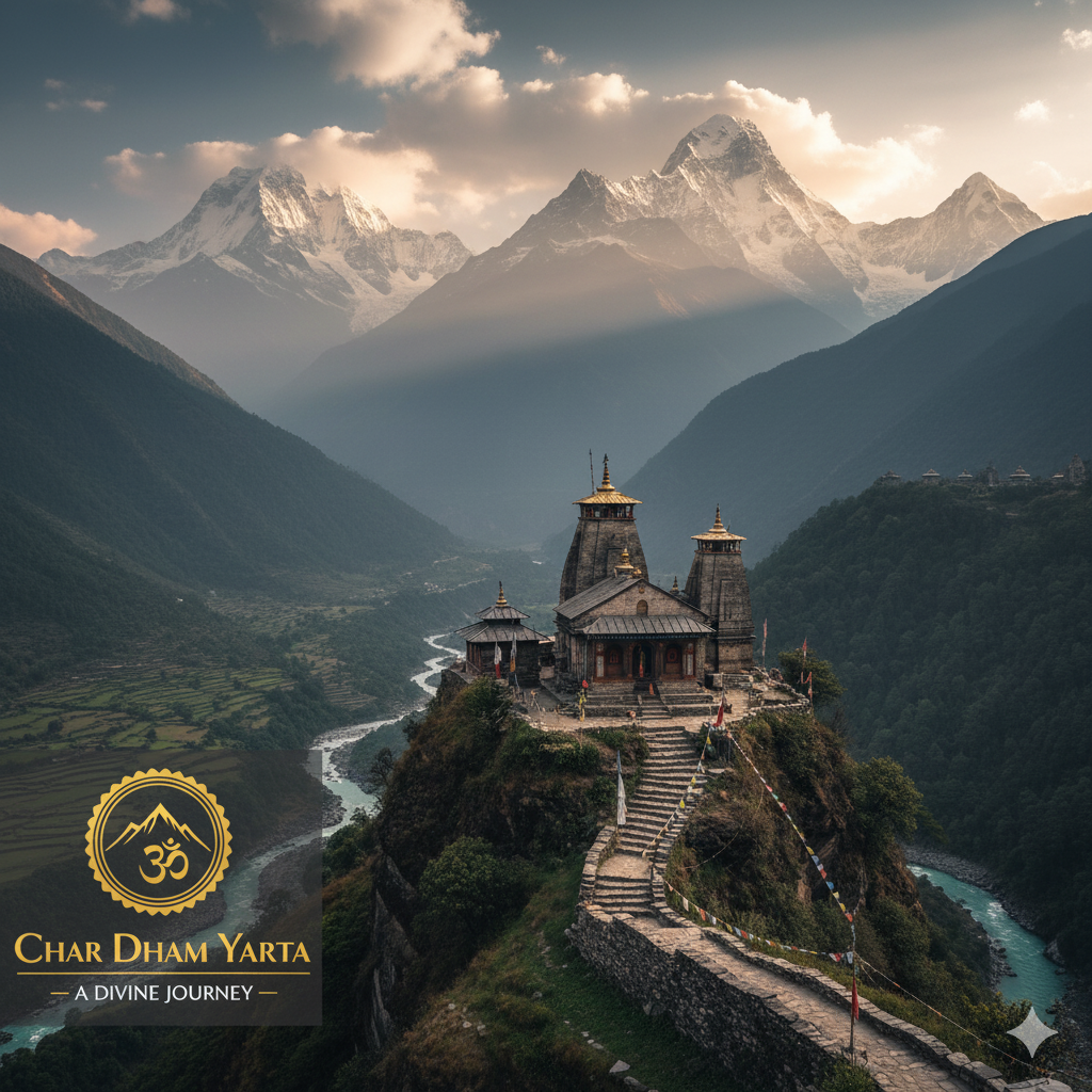 Scenic view of a Himalayan temple, representing our mission for Char Dham Yatra